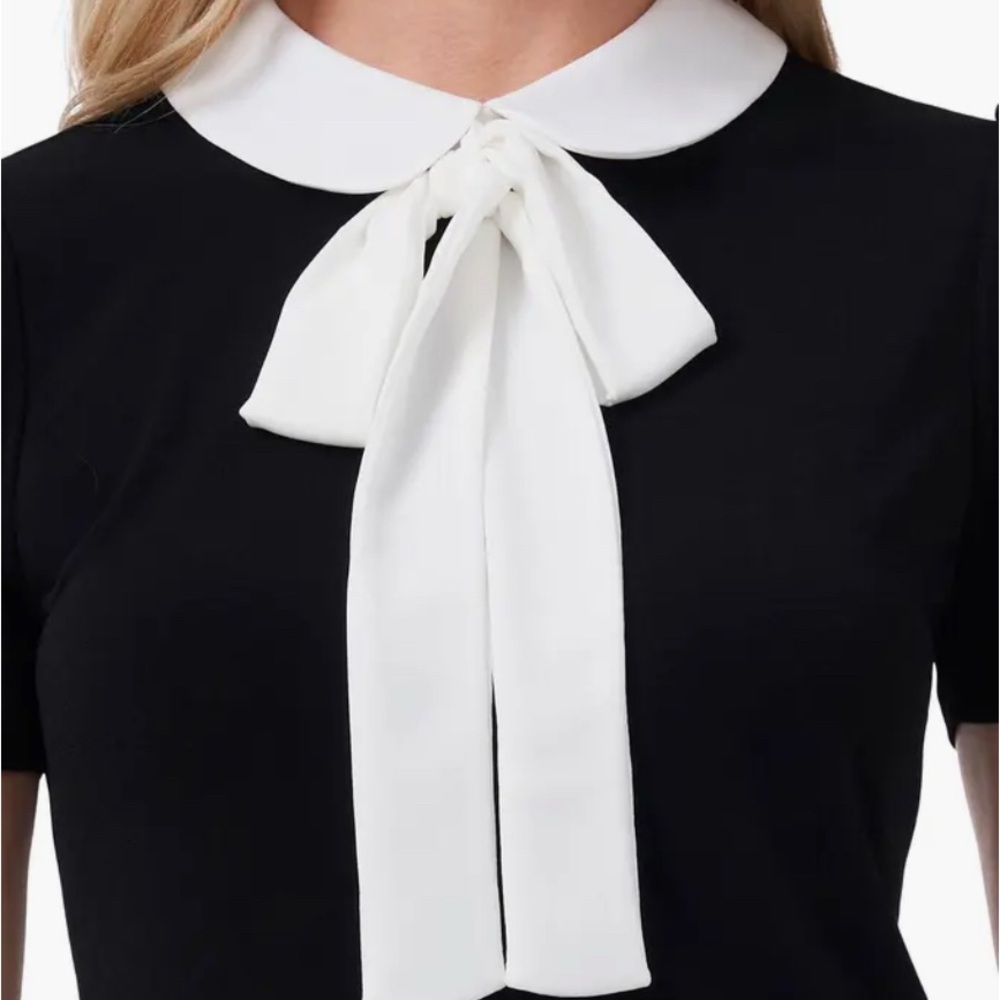 CeCe Classic Black Top with White Bow